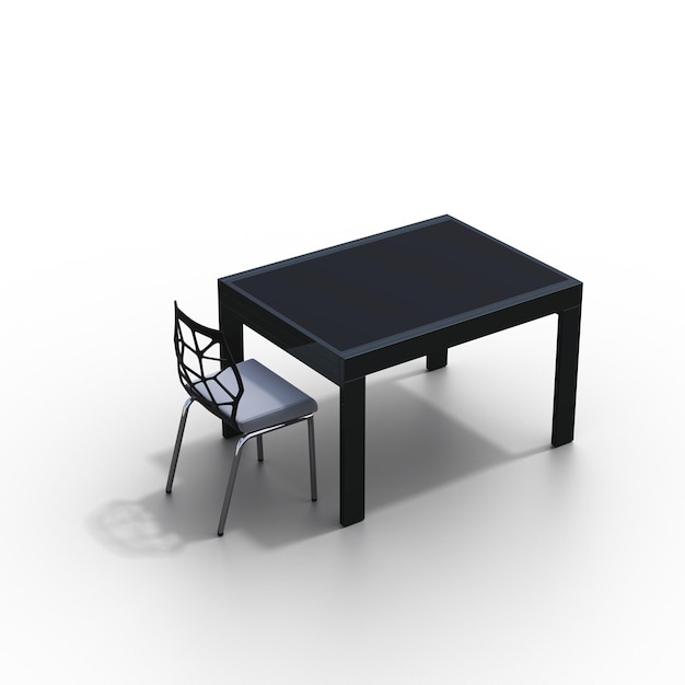 Mesa de comedor aislada sobre fondo blanco Ilustración 3D cg render