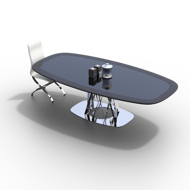 Mesa de comedor aislada sobre fondo blanco Ilustración 3D cg render