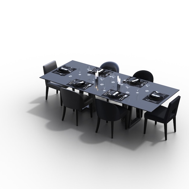 Mesa de comedor aislada sobre fondo blanco Ilustración 3D cg render