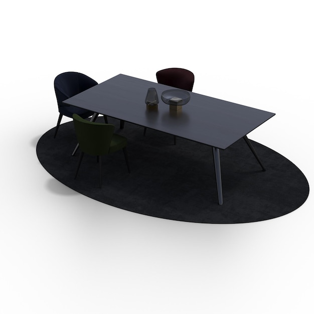 Mesa de comedor aislada sobre fondo blanco Ilustración 3D cg render