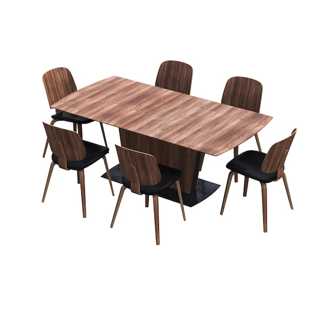 Mesa de comedor aislada sobre fondo blanco Ilustración 3D cg render