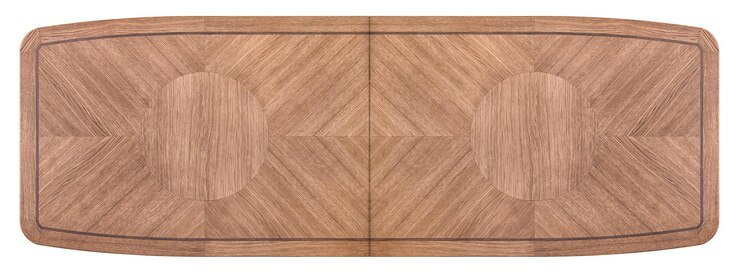 Foto mesa de comedor de madera de roble sólido y chapa de roble de técnica de marquetería sobre fondo blanco