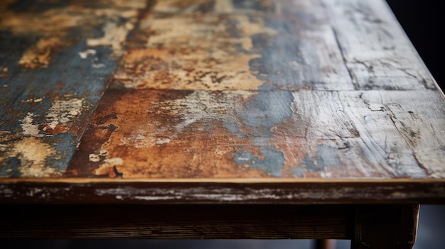 Mesa de comedor de terciopelo rústico con superficies de textura en capas