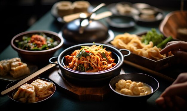 Foto mesa de comida coreana