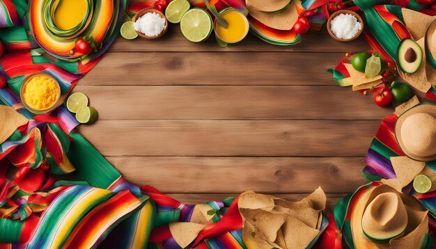 Foto una mesa con comida y un lugar para una receta que dice comida