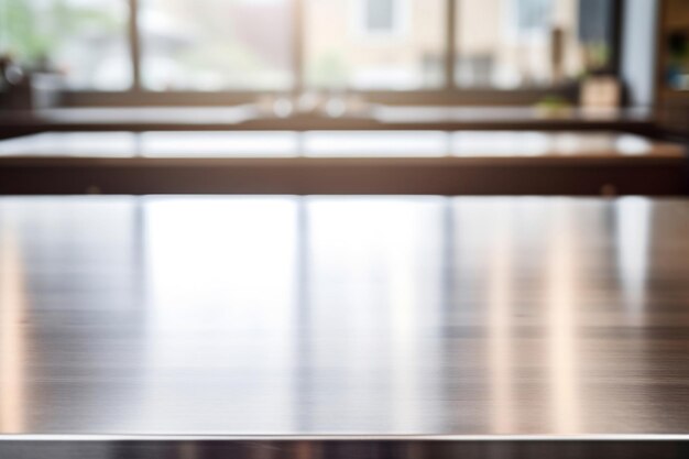 Mesa de aço inoxidável limpa fundo desfocado de cozinha gerado por Ai