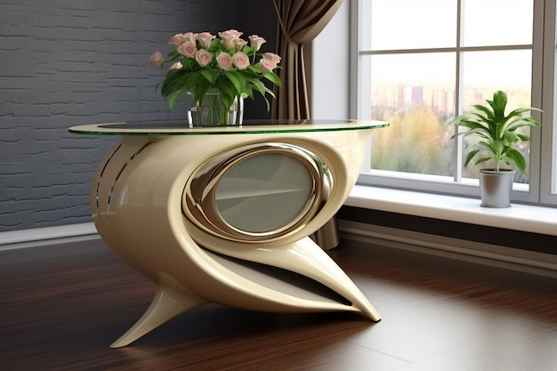 Mesa de café ou de cabeceira com um vaso