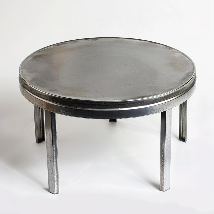 Foto mesa de café redonda de aço isolada em fundo branco sem logotipo de texto de sombra job id 616e3280f649458d834b208b3a7abdc3