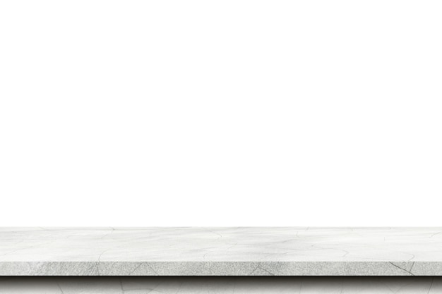 Mesa de cimento vazia isolada no fundo branco