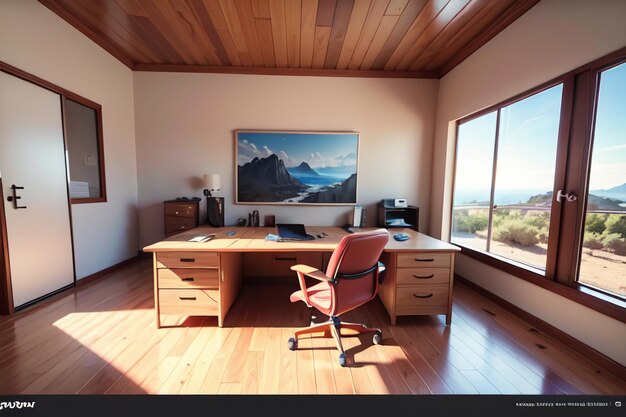 Foto mesa de conferência de escritório área de trabalho de mesa de computador espaço interior íntimo para trabalho duro