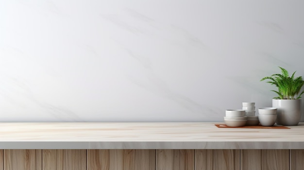 mesa de cozinha moderna com fundo de parede de cerâmica branca