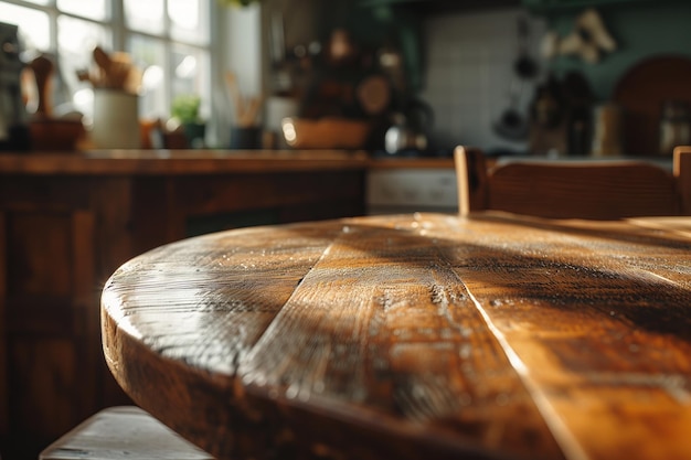 Foto mesa de cozinha rústica ao amanhecer