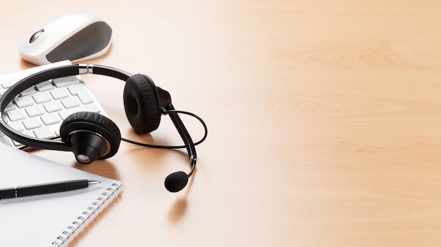 Mesa de escritório com fone de ouvido Suporte para call center