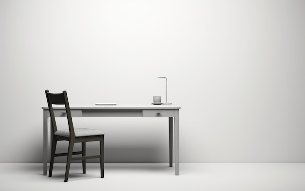 mesa de estudo e cadeira vista em fundo branco