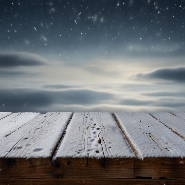 Mesa de Inverno de Prancha de Neve com Neve no Céu Frio