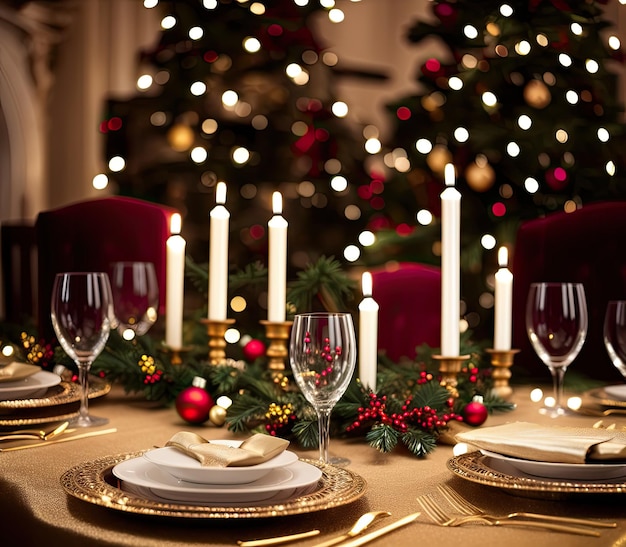 mesa de jantar do dia dos namorados com velas e luzes festivas foco seletivo