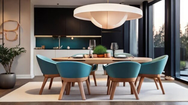 Foto mesa de jantar em interior moderno