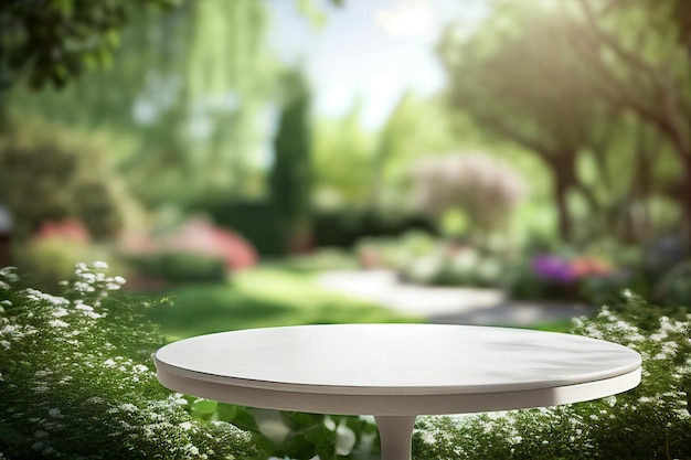 Mesa de jantar formal em branco vazia um jardim de casamento ao ar livre Landyard Generative AI