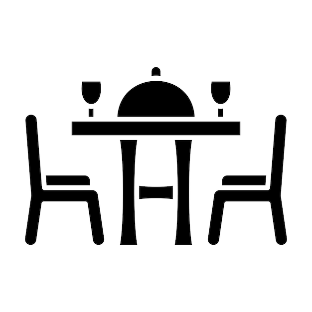 Foto mesa de jantar glifo preto sólido ilustração