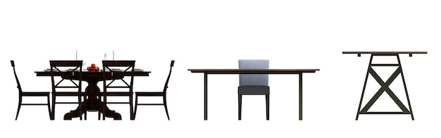 Foto mesa de jantar isolada em fundo branco ilustração 3d cg render