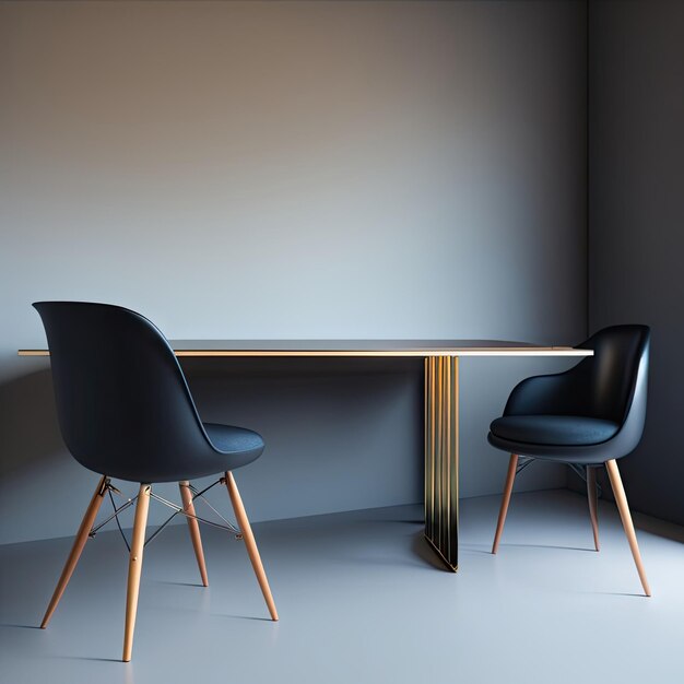 Mesa de jantar minimalista e interior da cadeira