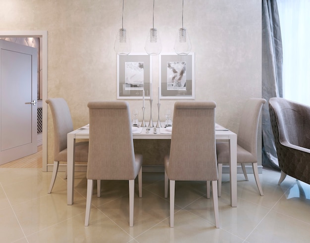 Foto mesa de jantar servida em estilo art déco