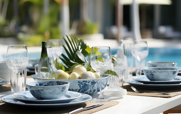 Mesa de lançamento de luxo lindo mar tropical