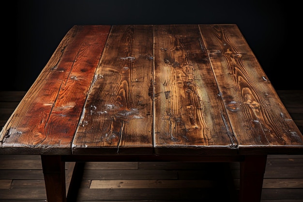 Foto mesa de madeira antiga realista cobrindo toda a superfície acima da ia generativa