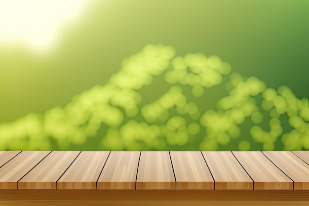 mesa de madeira com fundo borrado