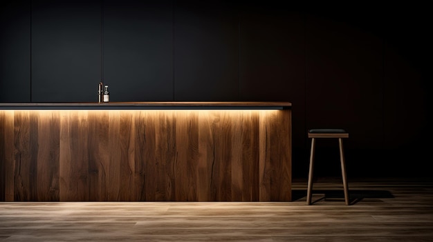 Mesa de madeira de bar de bebidas e espaço livre para sua decoração generativa ai