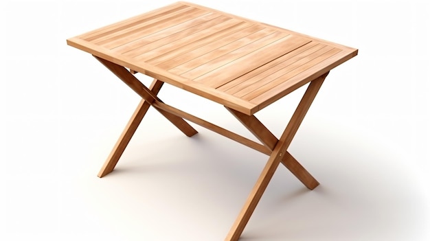 Foto mesa de madeira dobrável isolada em branco