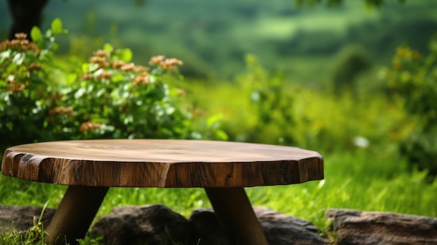 Mesa de madeira na natureza