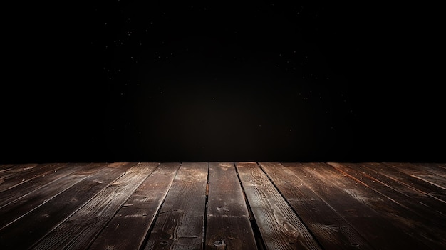 Foto mesa de madeira no fundo escuro