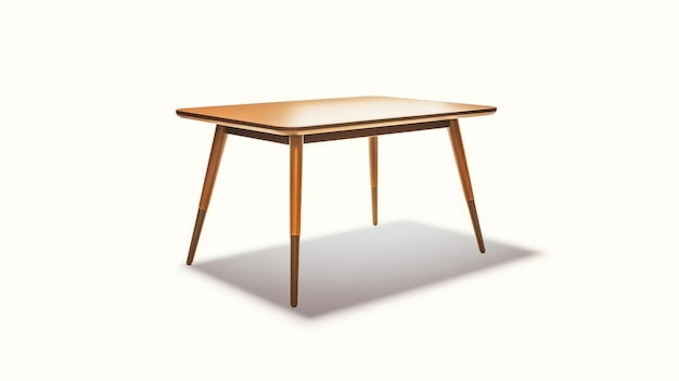Mesa de madeira retrô futurista com design industrial de pernas marrons