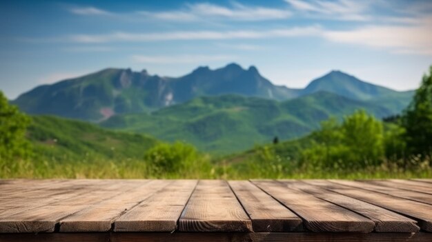 Mesa de madeira vazia fundo desfocado Generative AI