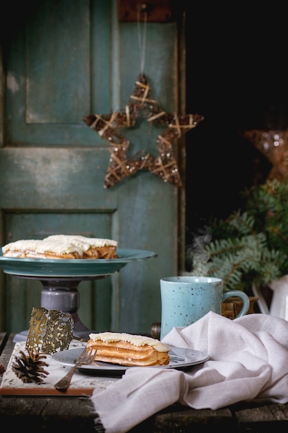 Mesa de natal com eclairs