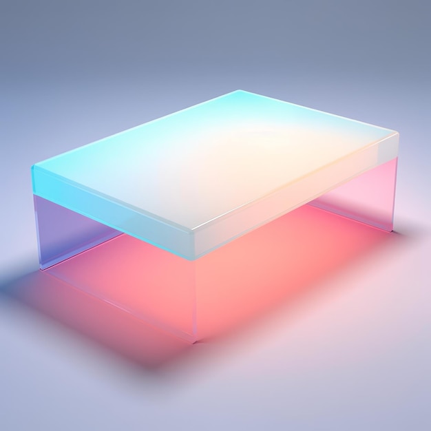 Mesa de néon led brilhante em renderização em 3d de paleta pastel