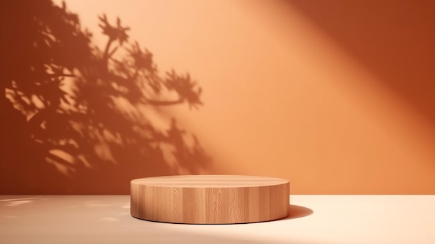 Mesa de pódio de madeira de tora natural mínima árvore tropical Generative AI