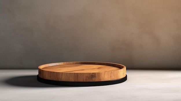 Mesa de pódio redonda de madeira de teca, suave e bonita, Generative AI