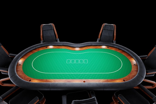 Mesa de pôquer, sala de pôquer, jogo de pôquer, cassino, texas hold'em, jogo online, jogos de cartas, renderização 3d, ilustração 3d, design moderno, estilo de revista