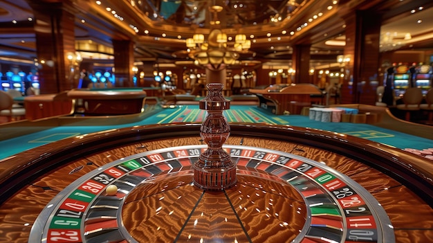 Mesa de roleta de casino ocupada