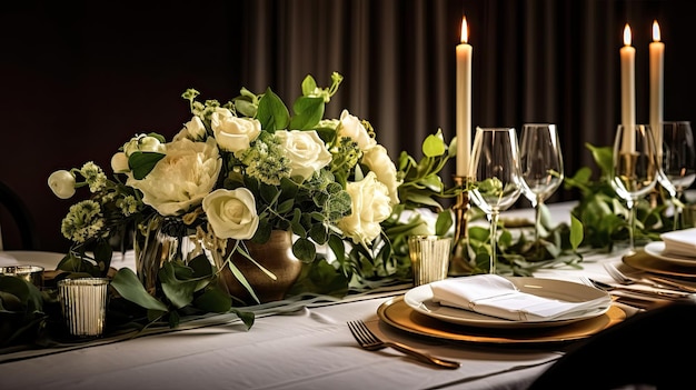 Mesa decorada para una celebración de boda