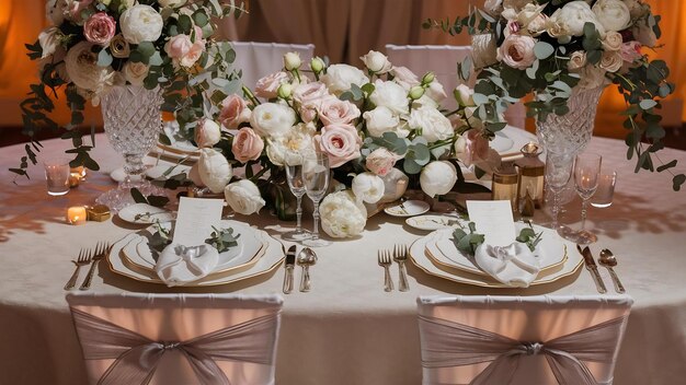 Mesa decorada para um casamento