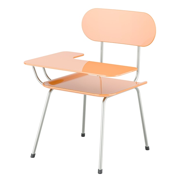Mesa escolar com cadeira para 1 aluno Renderização em 3D de mesa única