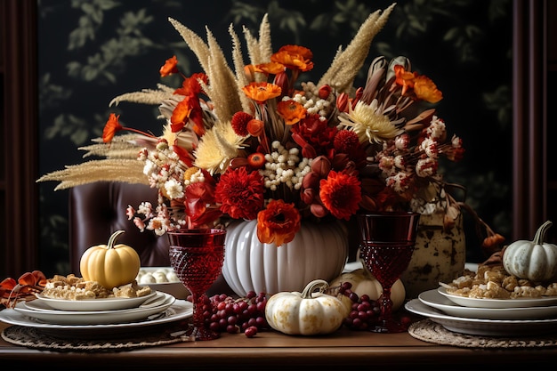 Mesa festiva de outono para ação de graças