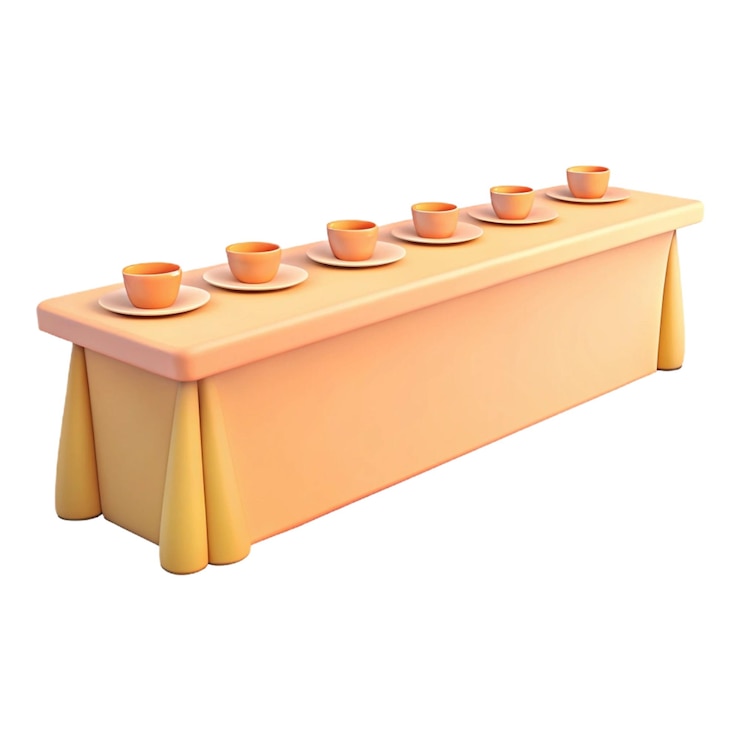 Foto una mesa con una fila de tazas de café en ella