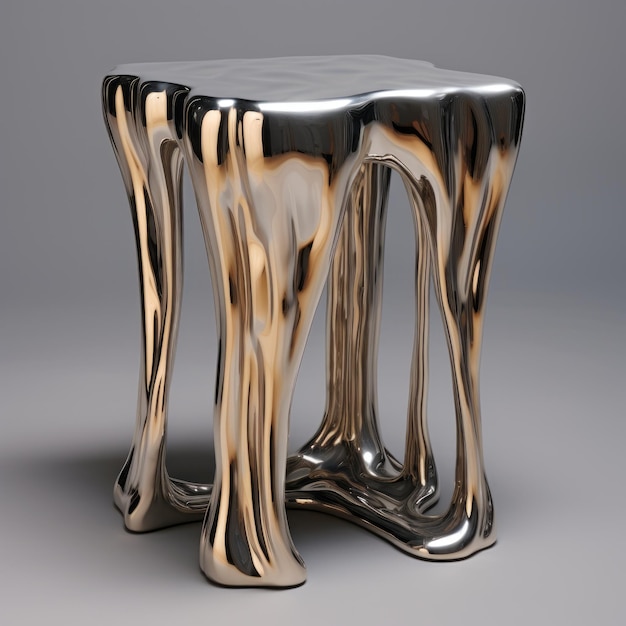 Mesa final de metal líquido com design abstrato Zbrush