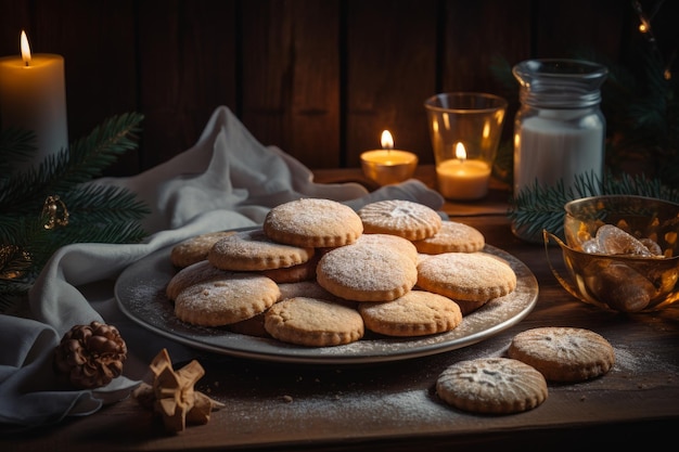 Mesa de galletas navideñas Comida dulce Generar Ai