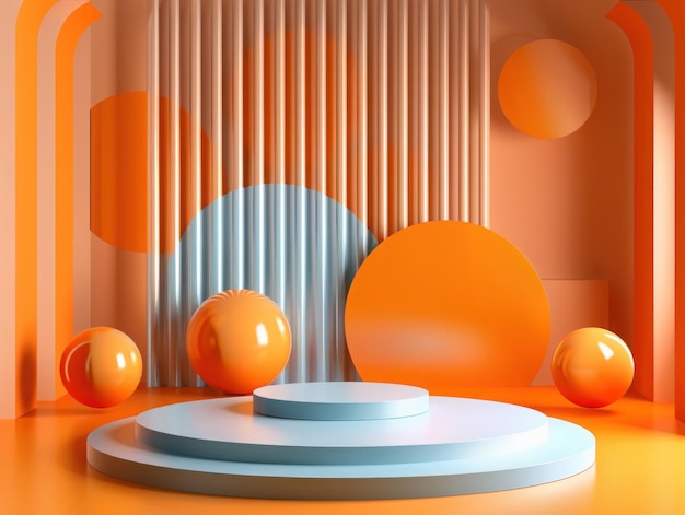 una mesa con globos naranjas en ella y una mesa redonda con uno que dice cita naranja