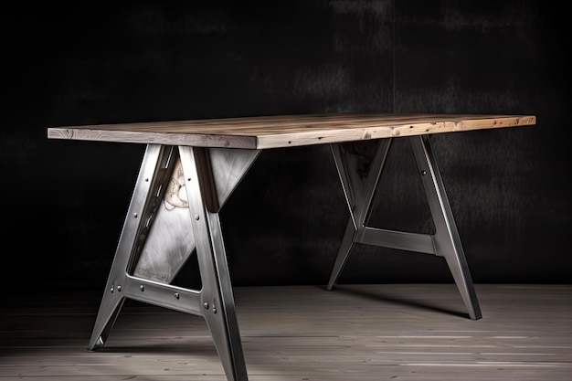 Foto mesa industrial com pernas de metal elegantes e design minimalista criado com ia generativa